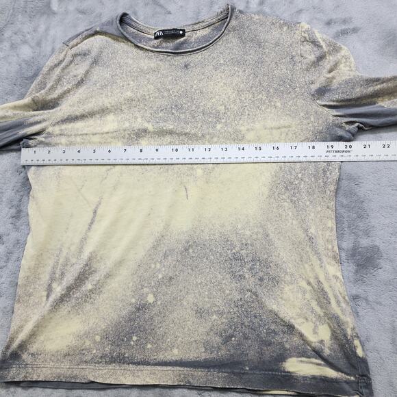 Zara Top Womens M Gray Yellow Bleach Splatter Crew Neck Long Sleeve Pullover - Picture 5 of 7